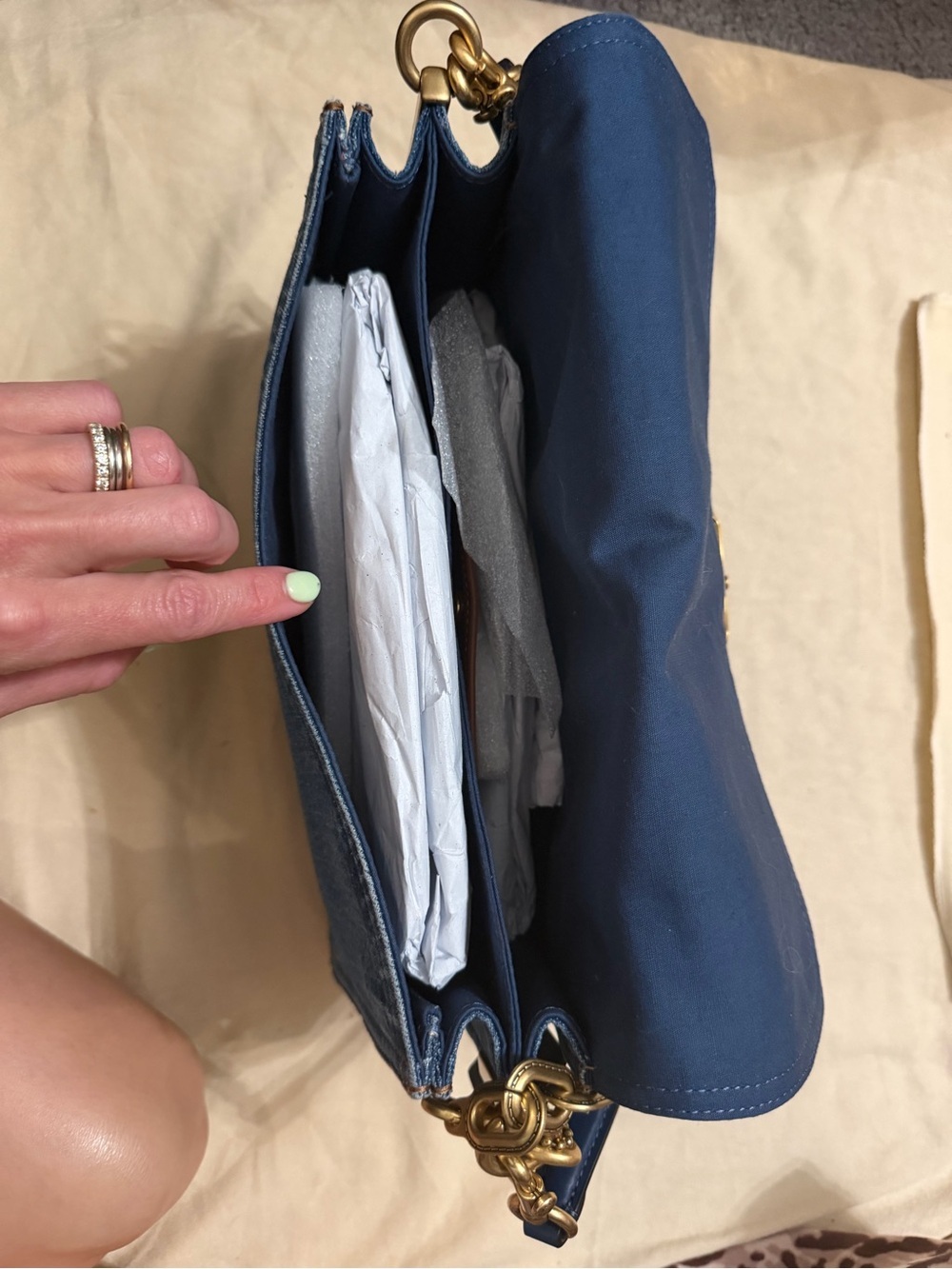Coach Tabby 30 with Chain Denim Handbag - Picture 8 of 13